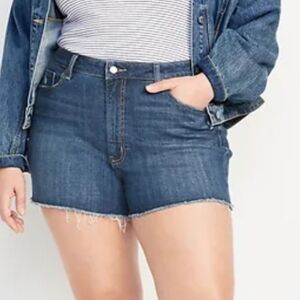 Old Navy High Waisted OG Medium Wash Cutoff Jean denim Shorts Blue 28